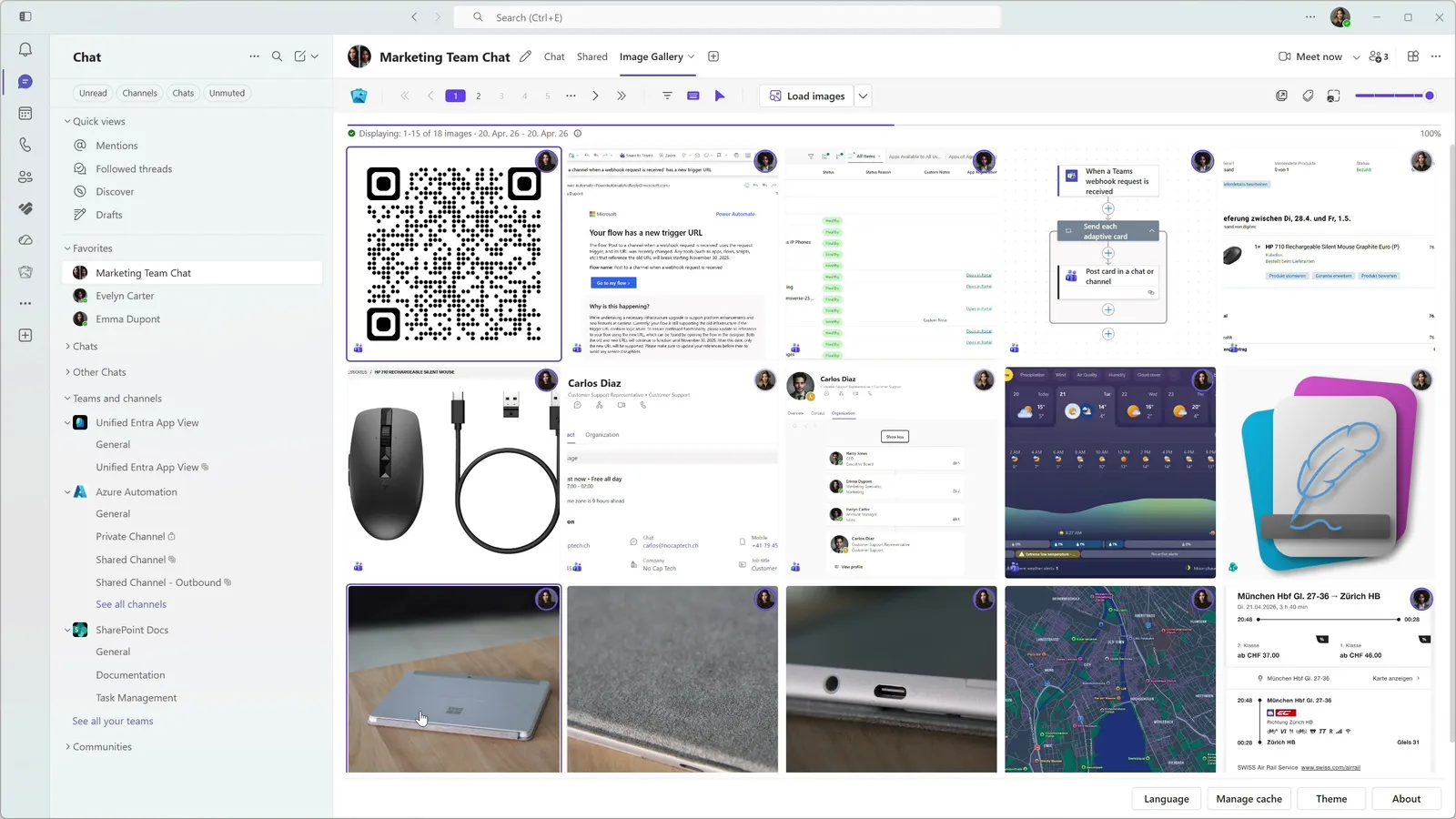 Chat and Channel Tab App in Image Gallery