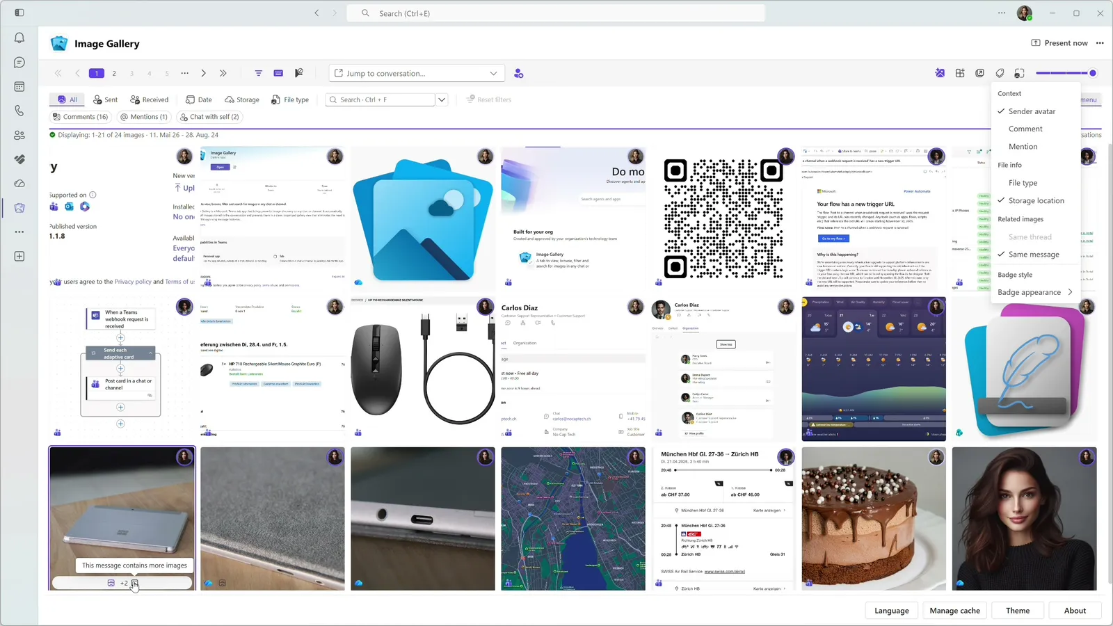 Context Badges in Image Gallery